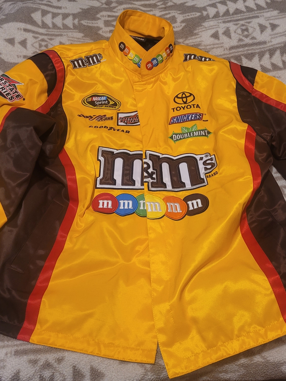 Kyle Bush M&M'S  Jacket with Yellow Trim and Red Logo Accents